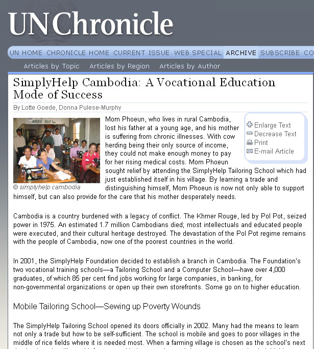 article at UN Chronicle